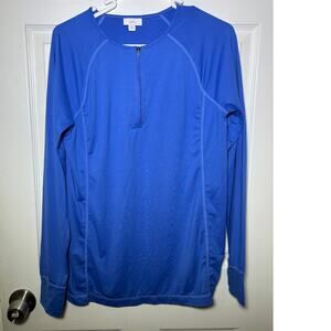 J Jill Fit Shirt Womens Medium Blue Fit Performance Long Sleeve Tee Top Stretch0